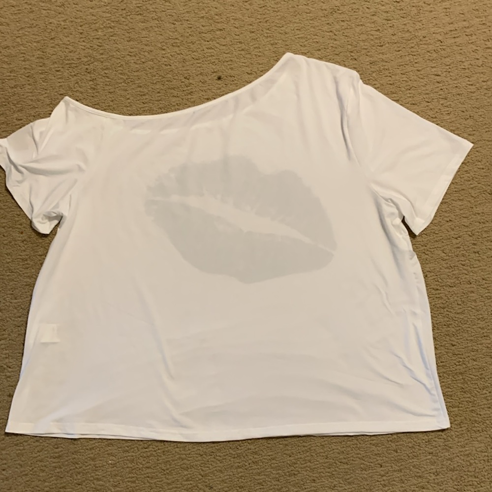 SHEIN Curve 3XL black/white off shoulder T-shirt NWOT - Picture 5 of 9
